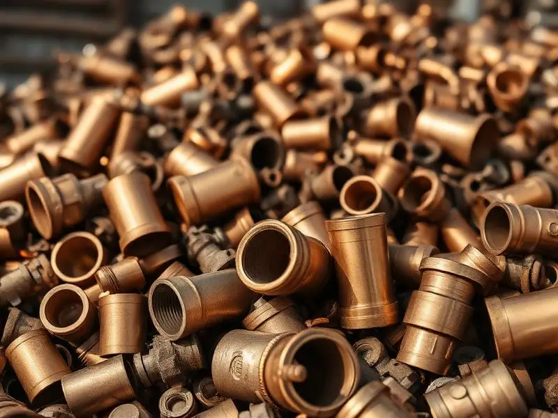Buchas e peças de bronze acumuladas