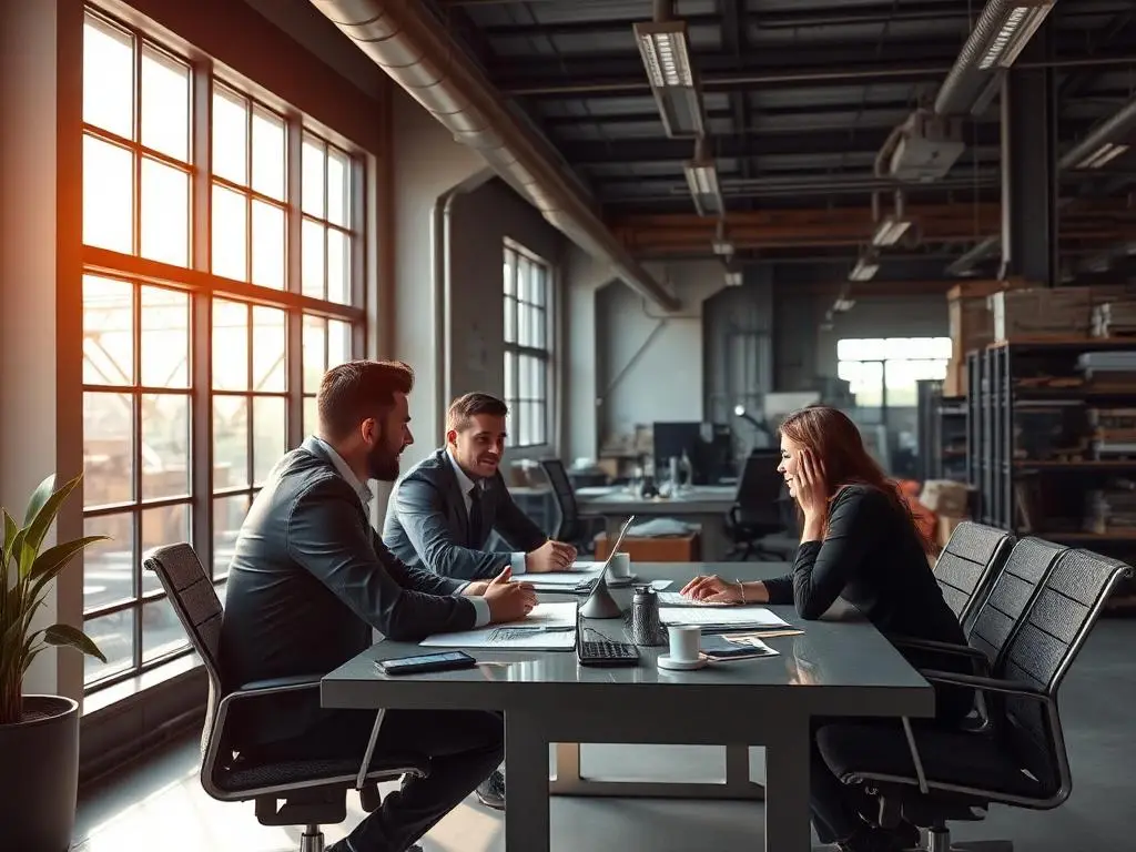 Equipe administrativa em atendimento comercial